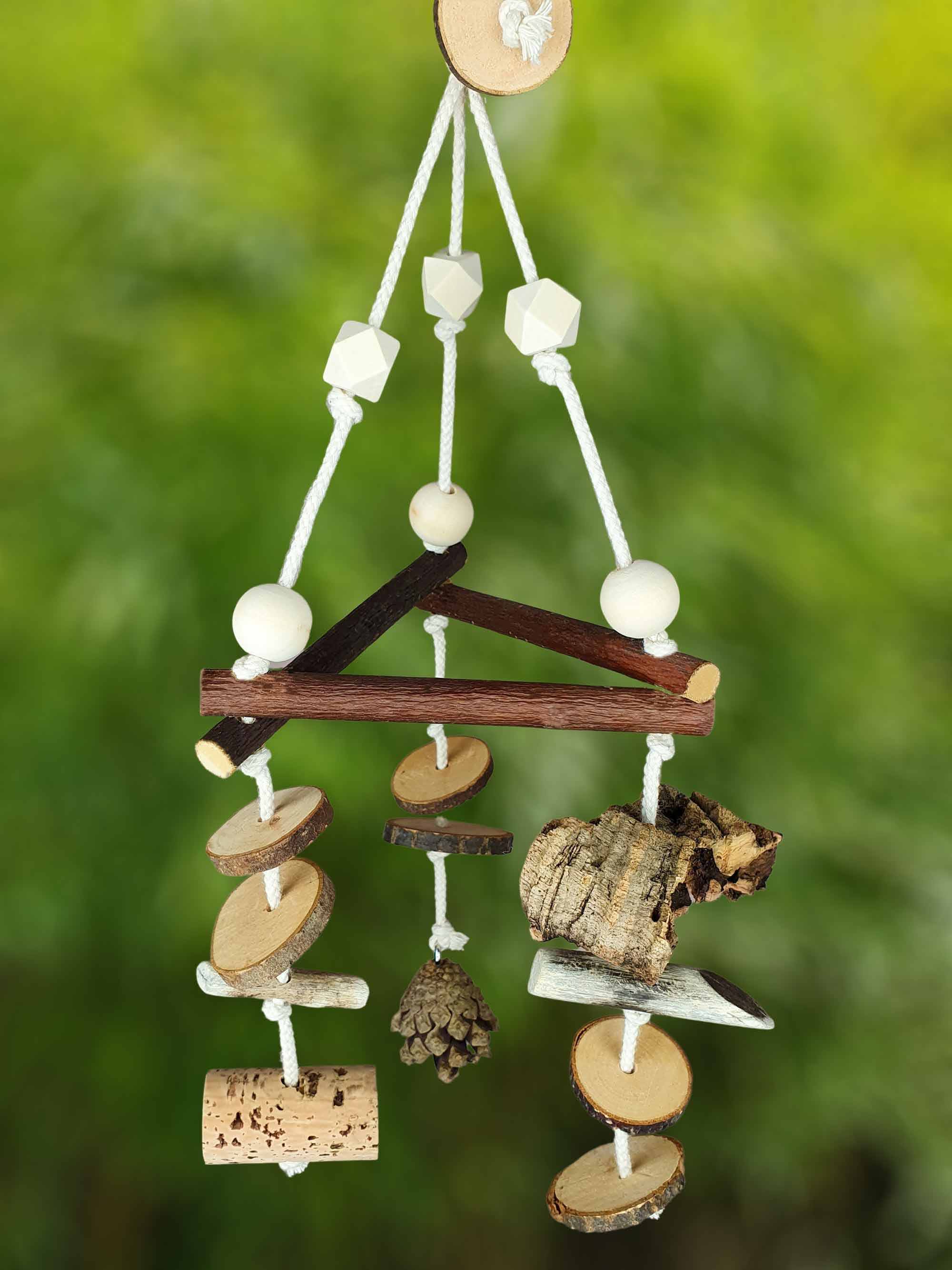 Vogel-Schaukel Triangel S - mit Spielzeug zum Knabbern & Natur-Holz Sitzstange / Schredder-Spielzeug Käfig-Zubehör Wellensittich Nager Maus