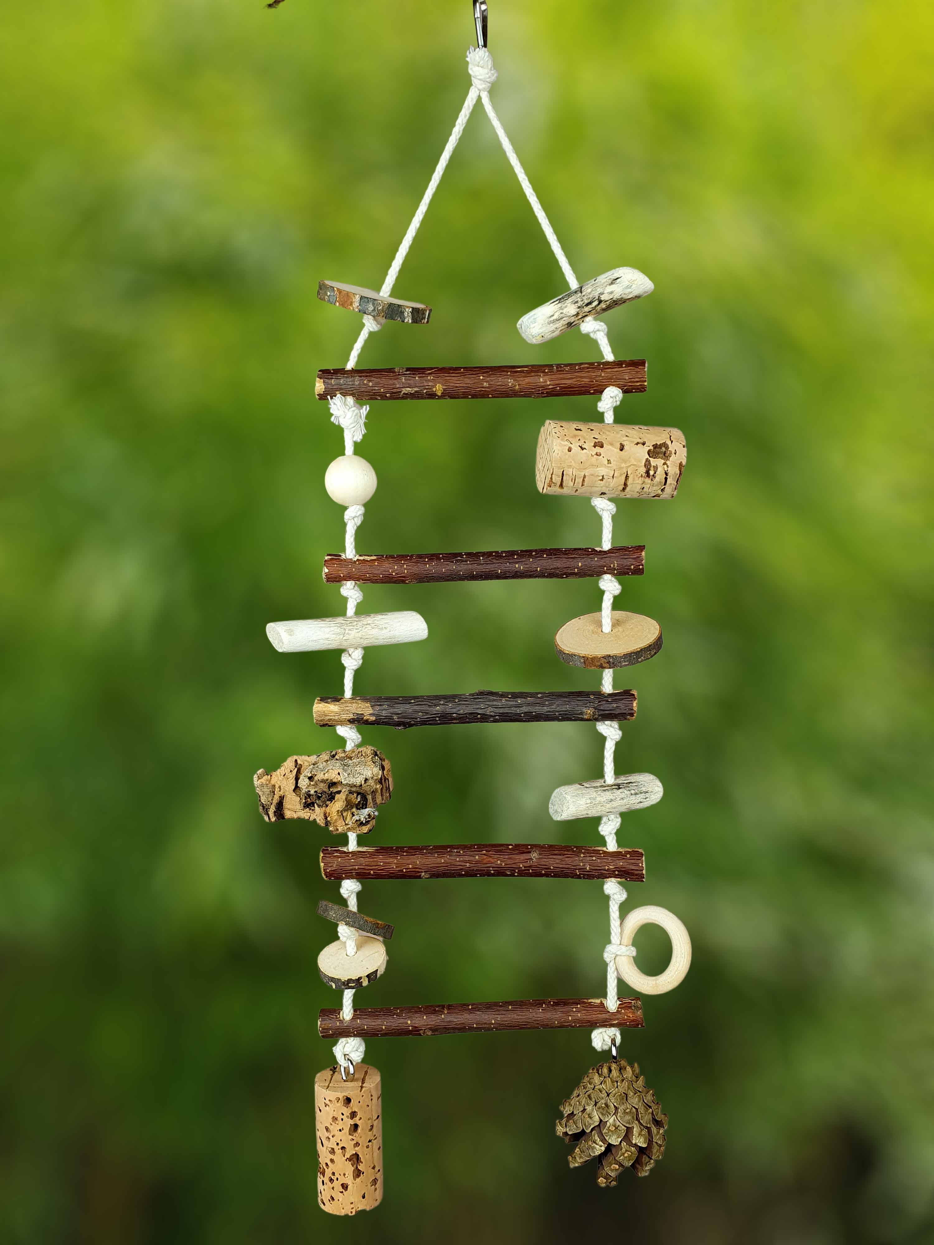 Vogel-Leiter-Schaukel mit Natur-Holz Spielzeug zum Knabbern / Käfig-Zubehör Natürlicher Spielplatz für Wellensittich Nager Hamster Maus