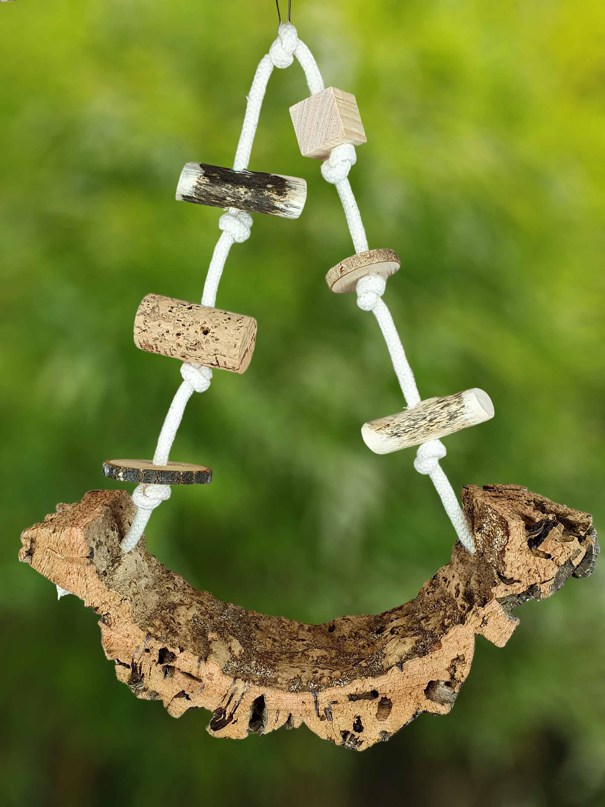 Vogel-Schaukel Halb-Rund Korkrinde & Natur-Holz Spielzeug / Knabber-Spaß Schredder-Spielzeug Käfig-Zubehör Wellensittich Nager Hamster Maus