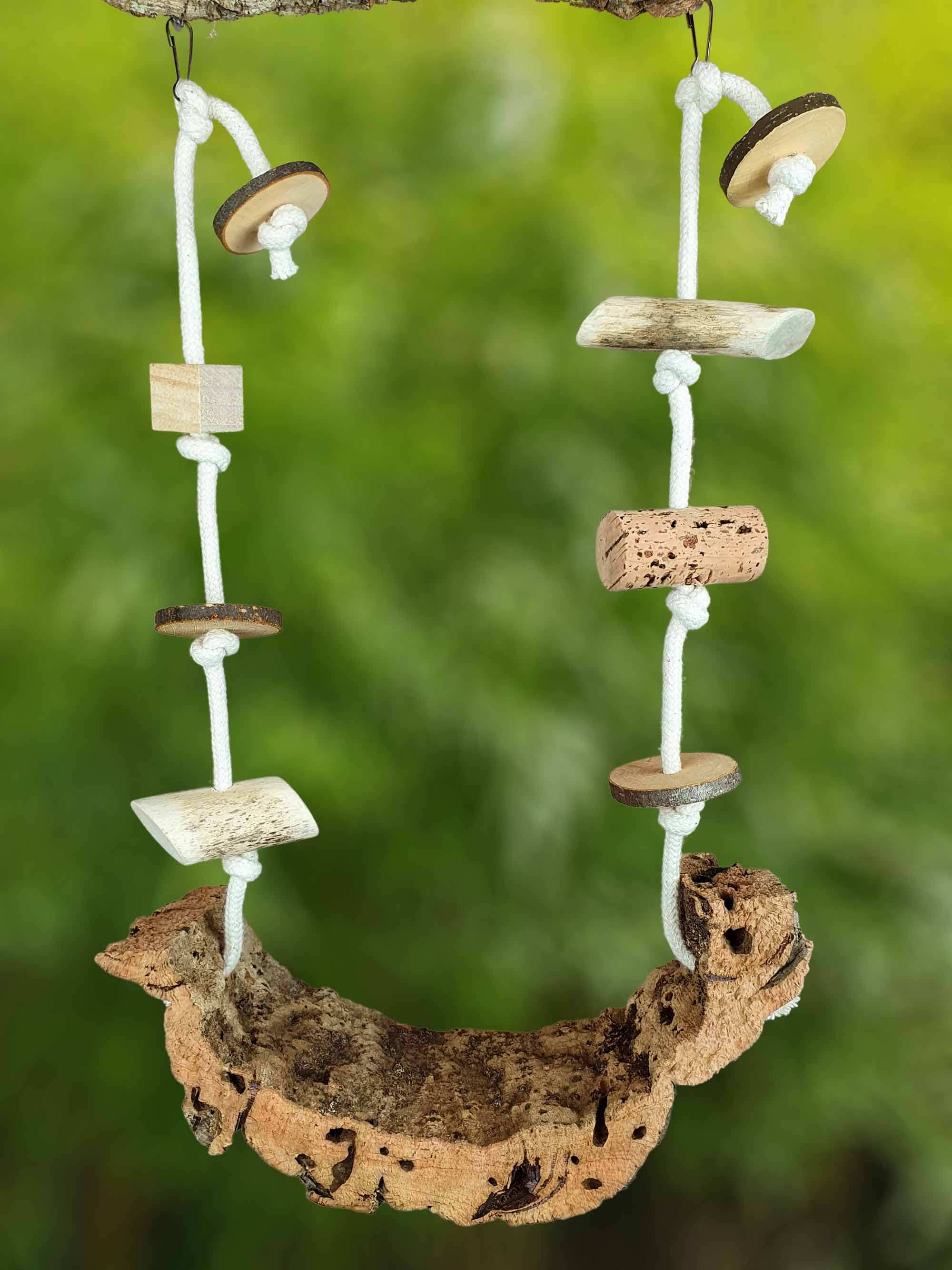 Vogel-Schaukel Halb-Rund Korkrinde & Natur-Holz Spielzeug / Knabber-Spaß Schredder-Spielzeug Käfig-Zubehör Wellensittich Nager Hamster Maus