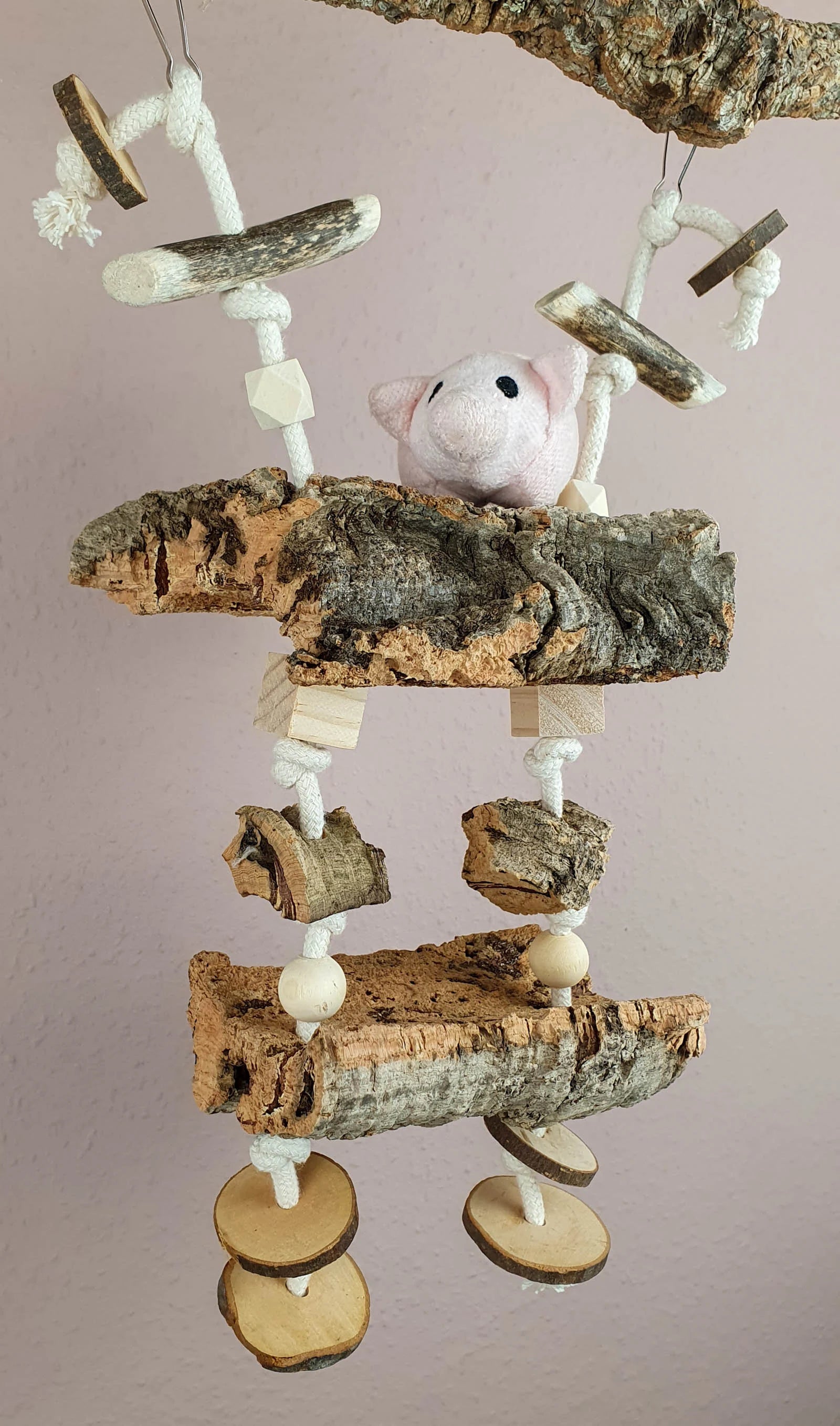 Nager-Schaukel / Vogel-Schaukel - Spielplatz mit Sitz-Brettern aus Korkrinde & Knabber-Spielzeug / Käfig-Zubehör Kleintiere Nager Hamster Maus Wellensittich