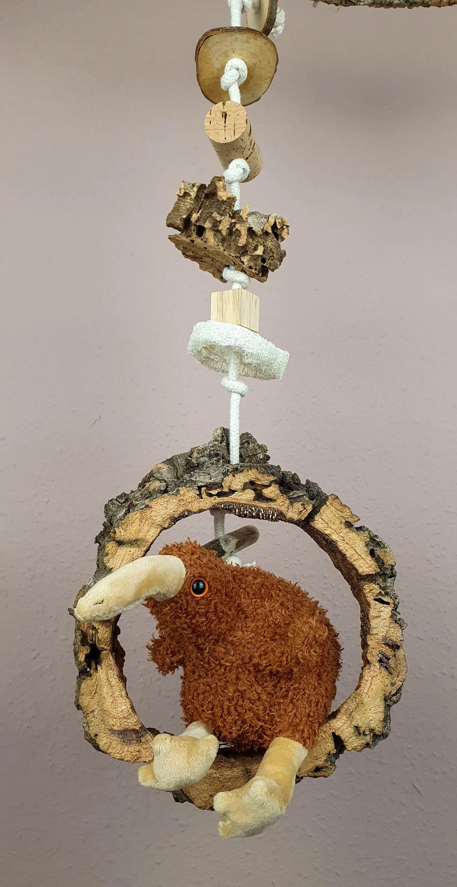 Vogel-Schaukel Kork-Schaukel Rund & Natur-Holz Spielzeug / Knabber-Spaß Schredder-Spielzeug Käfig-Zubehör Wellensittich Nager Hamster Maus