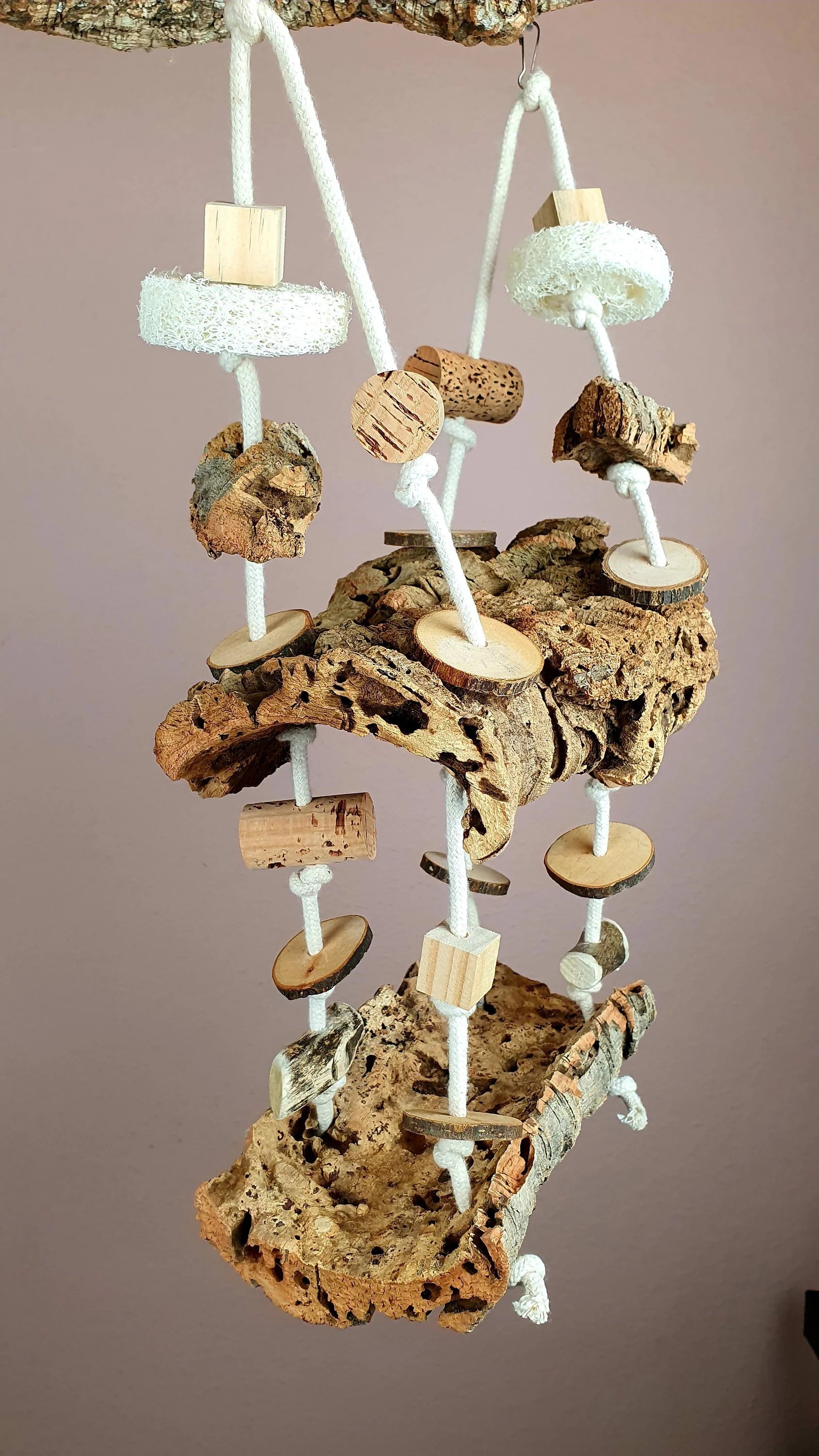 Große Vogel-Schaukel Kork-Schaukel / Sitz-Bretter Korkrinde & Knabber-Spielzeug / Käfig-Zubehör Voliere Freiflug Wellensittich Nager Maus