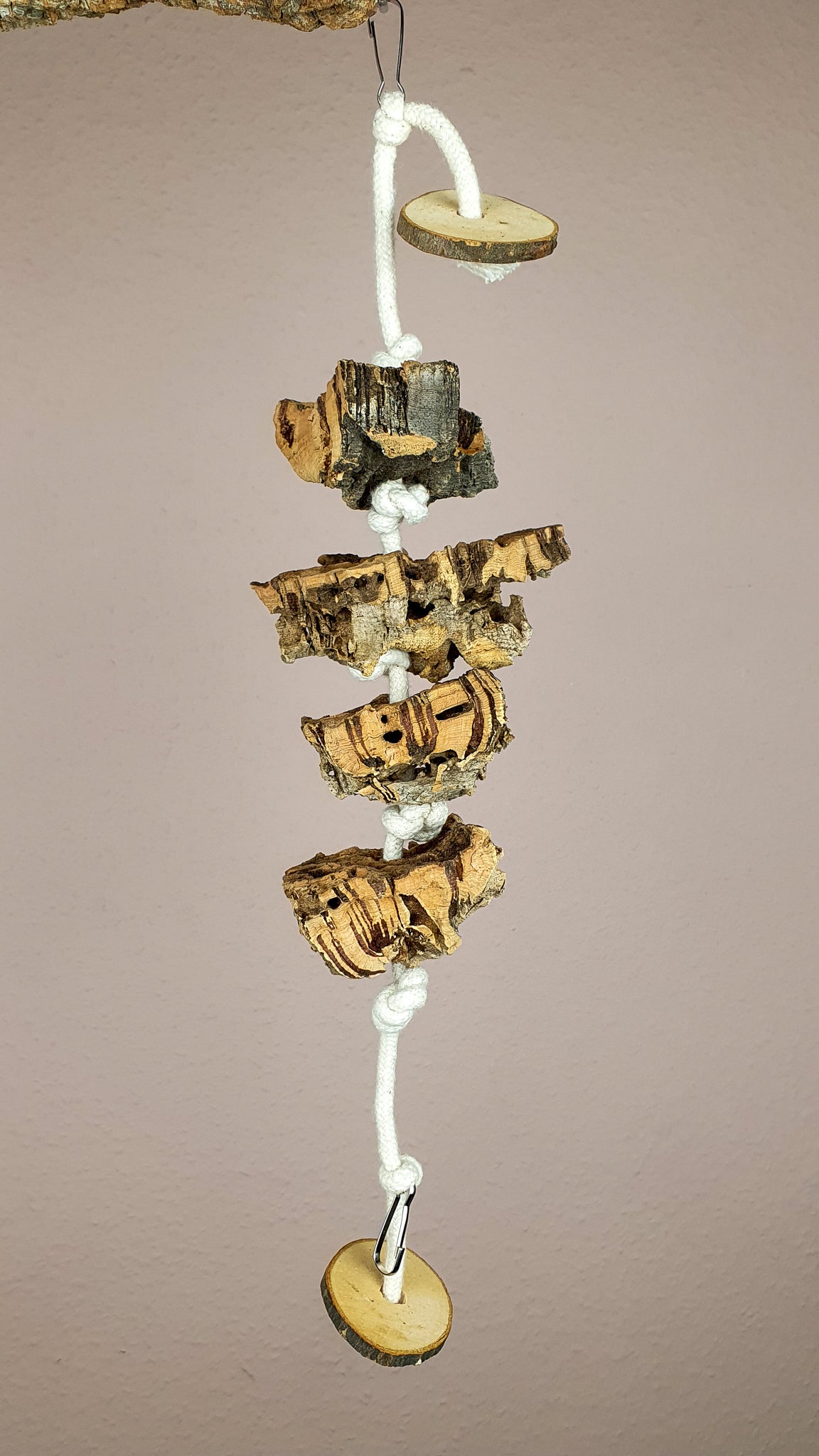 Vogel-Schaukel S / Spielzeug mit Natur-Knabber-Kork 40 cm - Schredder-Spielzeug Käfig-Zubehör Wellensittiche Nager Maus