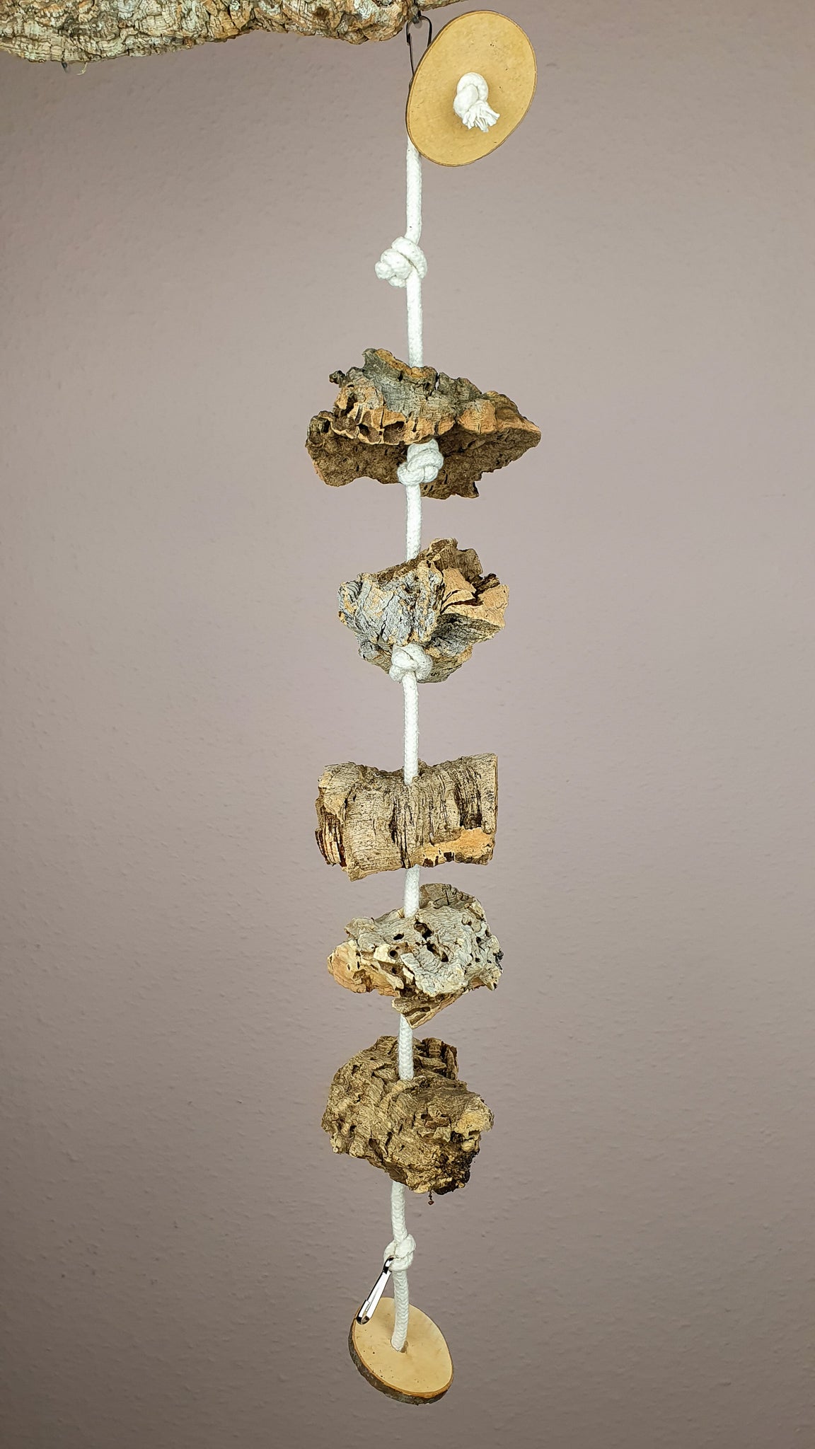 Vogel-Schaukel M / Spielzeug mit Natur-Knabber-Kork 55 cm - Schredder-Spielzeug Käfig-Zubehör Wellensittiche Nager Maus